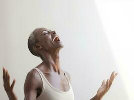 studio tiro di africano donna dinamico emotivo gesti ai generativo foto