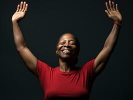 studio tiro di africano donna dinamico emotivo gesti ai generativo foto