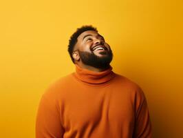 studio tiro di africano uomo dinamico emotivo gesti ai generativo foto