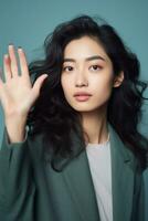 asiatico donna emotivo dinamico gesti ai generativo foto