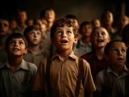 foto di emotivo dinamico posa brasiliano ragazzo nel scuola ai generativo