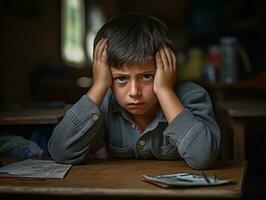 foto di emotivo dinamico posa messicano ragazzo nel scuola ai generativo