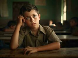 foto di emotivo dinamico posa messicano ragazzo nel scuola ai generativo
