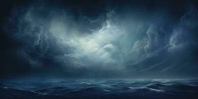 ai generato. ai generativo. all'aperto natura Marina Militare nautico marino paesaggio con onde acqua mare oceano e cielo nuvole. decorazione sfondo. grafico arte foto