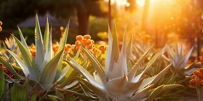 ai generato. ai generativo. natura all'aperto pianta salutare medicina aloe Vera a Casa giardino sfondo. grafico arte foto