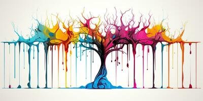 ai generato. ai generativo. acquerello olio dipingere disegno schizzo arte tela di colore luminosa albero. foresta natura decorazione manifesto sfondo. grafico arte foto