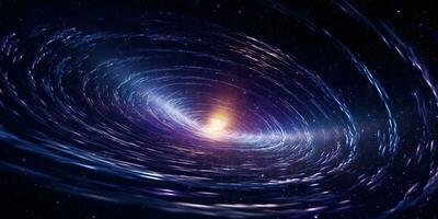ai generato. ai generativo. spazio galassia universo wormhole. nero tempo tunnel teletrasporto esterno buio cosmo. grafico arte foto