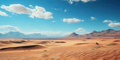 ai generato. ai generativo. soleggiato arancia giallo sabbia dune deserto paesaggio sfondo. avventura vacanza viaggio stile di vita. grafico arte foto