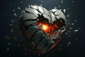 il meccanico cuore si frantuma in pezzi. arte di un' umano cuore nel il industriale stile. generativo ai foto