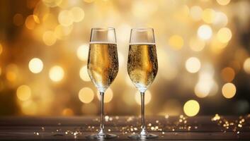 vacanza sfondo con Champagne bicchieri foto