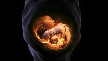 ai generativo prenatale ultrasuono selezione ritagliata vicino su tiro di giovane incinta femmina Tenere ecografia immagine di nascituro bambino dentro sua grande pancia contento in attesa mamma mostrando feto usi scansione foto