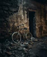 ai generativo vecchio Vintage ▾ bicicletta vicino il grigio calcestruzzo parete foto