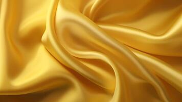 ai generativo giallo seta raso drappeggiato tessuto d'oro colore lusso sfondo spazio per design modello piatto posare superiore Visualizza tableweb bandiera natalematrimoniosposabellezza San Valentino romanza premio rewa foto