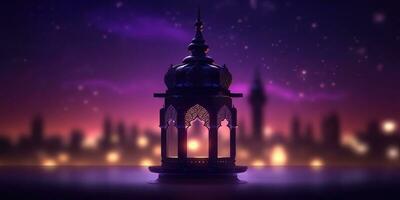 Arabo lanterna di Ramadan celebrazione sfondo illustrazione fatto con generativo ai foto