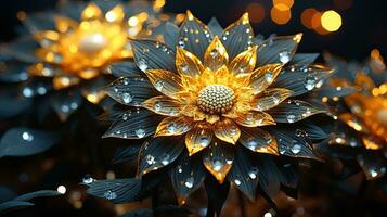 vicino su kirigami stile fiorire floreale singolo girasole fatto con generativo ai foto