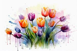 acquerello tulipano fiori pittura arte. ai generativo foto