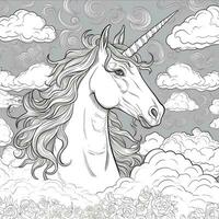 unicorno colorazione pagina - linea arte stile foto