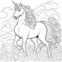 unicorno colorazione pagina - linea arte stile foto