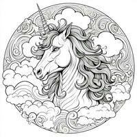 unicorno colorazione pagina - linea arte stile foto