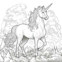 unicorno colorazione pagina - linea arte stile foto