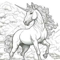 unicorno colorazione pagina - linea arte stile foto