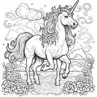 unicorno colorazione pagina - linea arte stile foto
