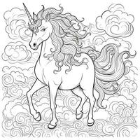 unicorno colorazione pagina - linea arte stile foto