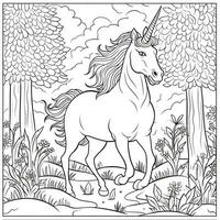 pagina da colorare unicorno per bambini foto