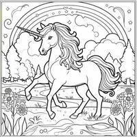 pagina da colorare unicorno per bambini foto