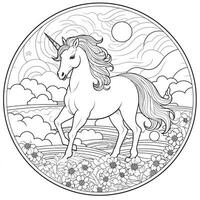 pagina da colorare unicorno per bambini foto