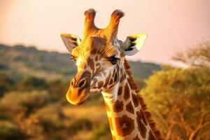 giraffe nel natura, nazionale geografia, largo vita animali. ai generato. foto