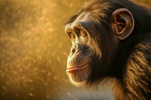 scimpanzé nel natura, nazionale geografia, largo vita animali. ai generato. foto