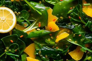 avvicinamento superiore Visualizza di ingredienti wakame remixare insalata vegetariano, giapponese cibo. ai generato. foto