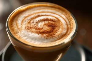 avvicinamento verticale Visualizza 90 gradi di ingredienti cappuccino, caffè. ai generato. foto