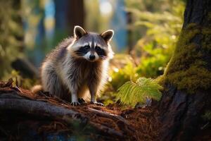 procione nel natura, nazionale geografia, largo vita animali. ai generato. foto