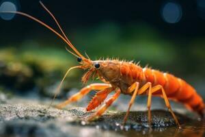 gamberetto nel natura, nazionale geografia, largo vita animali. ai generato. foto