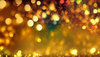 aigenerato, d'oro luccichio struttura colorfull sfocato astratto sfondo per compleanno, anniversario, nuovo anno vigilia o Natale. foto