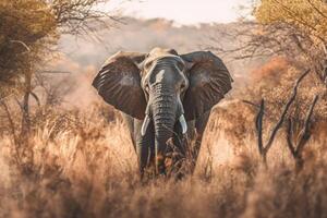 elefante nel natura, nazionale geografia, largo vita animali. ai generato. foto