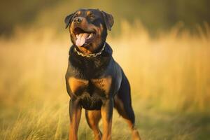 carino rottweiler nel natura, nazionale geografia, largo vita animali. ai generato. foto