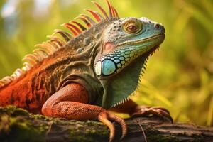 iguana nel natura, nazionale geografia, largo vita animali. ai generato. foto