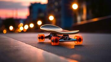 skateboard di un' bellissimo mezzi di trasporto con futuristico design. ai generato. foto