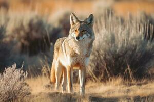 coyote nel natura, nazionale geografia, largo vita animali. ai generato. foto