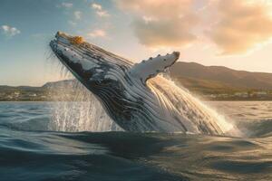 balena nel natura, nazionale geografia, largo vita animali. ai generato. foto