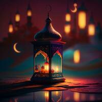 Arabo lanterna di Ramadan celebrazione sfondo. ai generativo foto