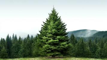 foresta di Natale alberi isolato su bianca sfondo creato con generativo al tecnologia foto