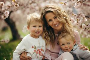 famiglia felice nel parco foto