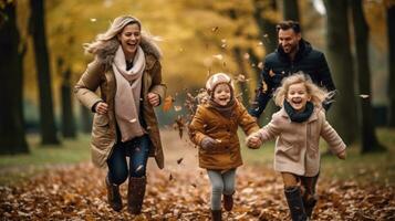 famiglia felice nel parco foto