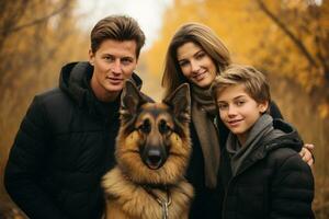 contento famiglia con cane foto