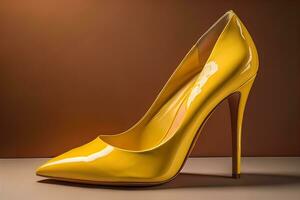 alto tacco donne scarpe su un' solido colore sfondo. ai generativo foto