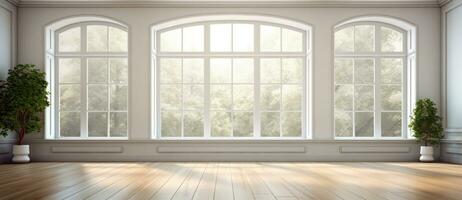vuoto camera con palude finestra e di legno pavimento foto